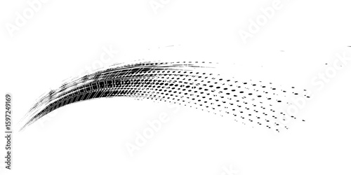 Tire tread marks, wheel textures, tire marks - car racing, motocross, drift, rally, off-road and others. Vector black isolated texture in grunge style with splashes.eps10