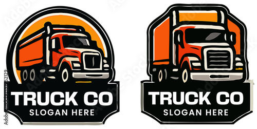 Red Semi-Truck Logo Design for Trucking Company