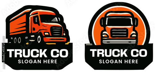 Orange Semi-Truck Logo Design for Trucking Company