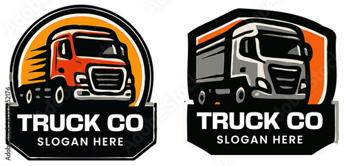 Two stylized truck logos for a trucking company
