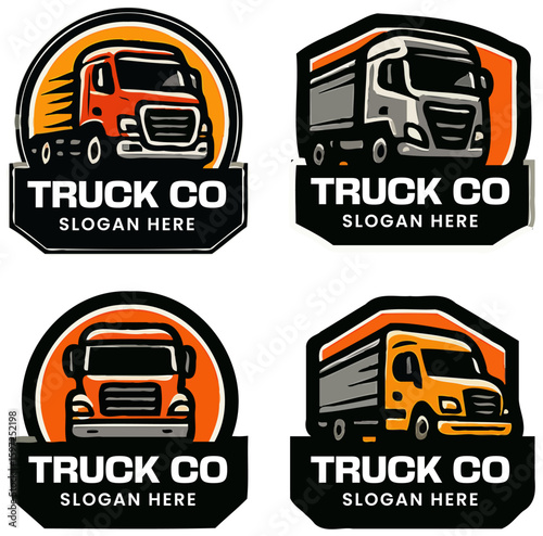 Four Truck Company Logos:  Circular and Shield Designs