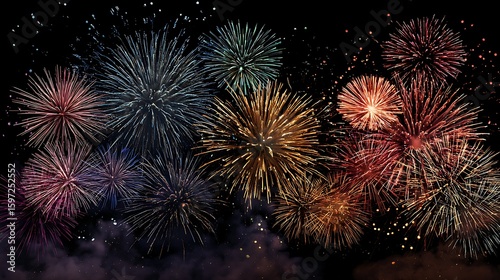 Spectacular fireworks lighting the night sky grand colorful explosions bright festive joyful atmosphere