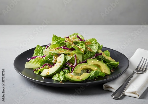 A vibrant avocado salad, a low-calorie food to eat for a healthy diet and balanced lifestyle.