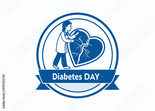 Doctor caring for a diabetic heart on diabetes day