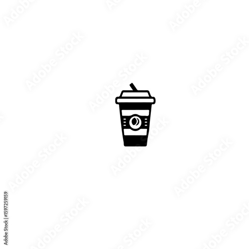 A simple black and white illustration of a disposable coffee cup icon