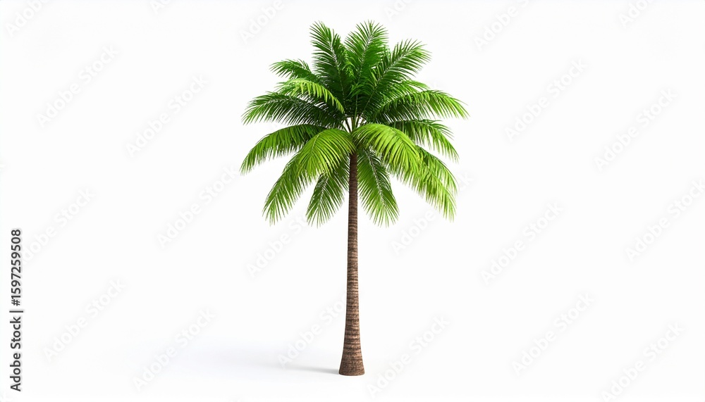 Obraz premium Tropical Palm Tree, Isolated on White - Minimalism