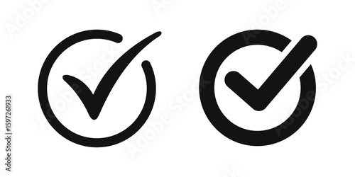 Set of red tick mark and cross mark isolated with white background, check and red cross mark icon set checkmark and x mark icon use for apps and website  checkmark icon, vector 