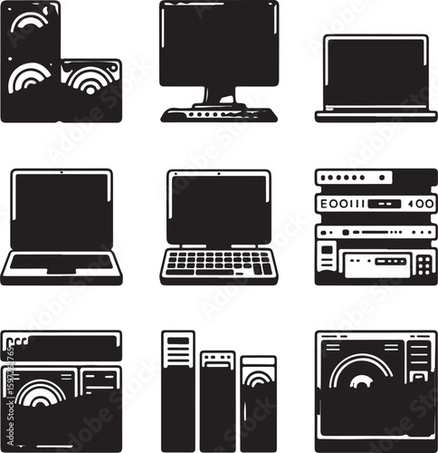 Collection of Vintage Computer and Technology Icons