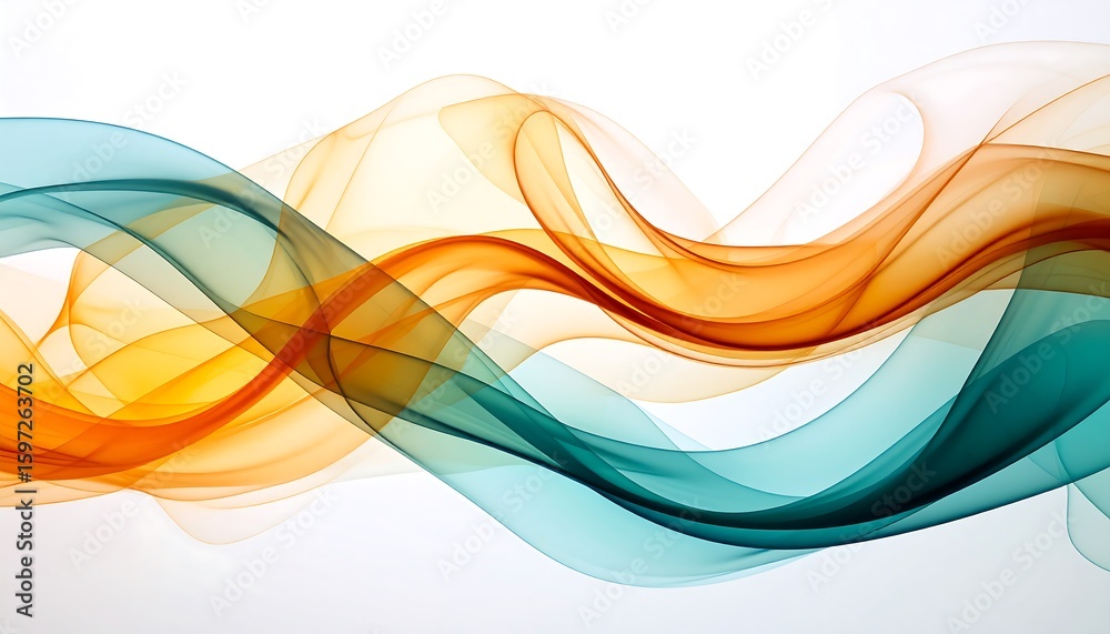 Naklejka premium Abstract flowing ribbons of orange and teal