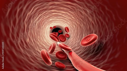 Red Blood Cells Flowing Inside Human Body Animation, Medical and Scientific Visualization of Circulation for Healthcare, Biology, and Educational Video Projects
