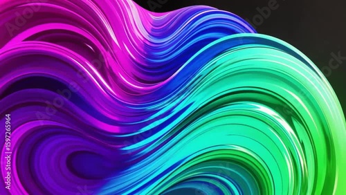 Color Gradient Wave Animation on Black Background, Flowing Abstract Lines in Motion for Backgrounds, Visual Effects, and Modern Video Design Projects