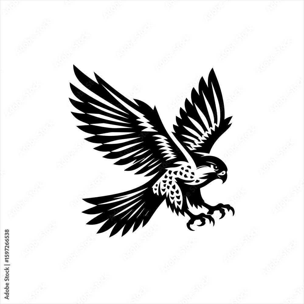 Obraz premium Majestic Falcon in Flight Silhouette.