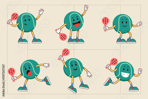 Green Ball Character Playing Padel