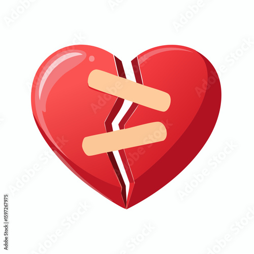 Cracked heart held by bandages, a visual metaphor for emotional trauma and the struggle to mend pain.