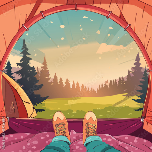 Morning View from Tent Peaceful Forest Landscape amp Adventure