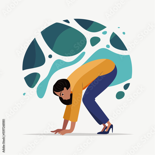 Figure bent beneath invisible weight, symbolizing hidden trauma and emotional burdens, rendered in metaphorical vector style.