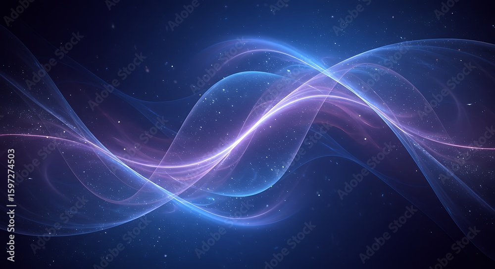 Obraz premium Elegant Abstract Light Waves on Dark Blue Background