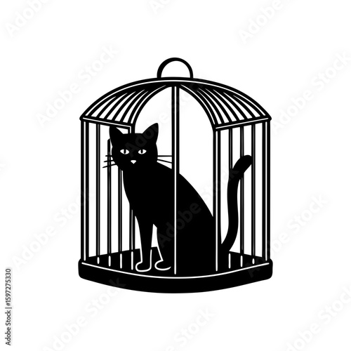 cat in shelter cage      .svg