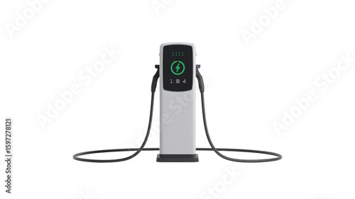 Modern Electric Vehicle Charging Station with Digital Display
