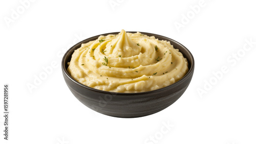 Creamy Mashed Potatoes in a Dark Grey Bowl