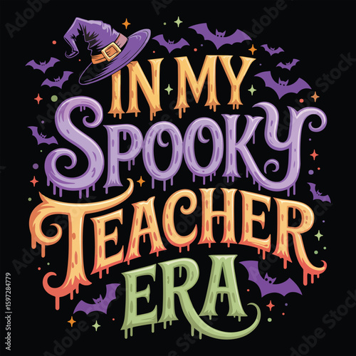In My Spooky Teacher Era Shirt, Spooky Halloween Teacher T-shirt Vector, Bookish Saying Tshirt, Halloween Ghost Reader Illustration, Scary Teaching School Clipart