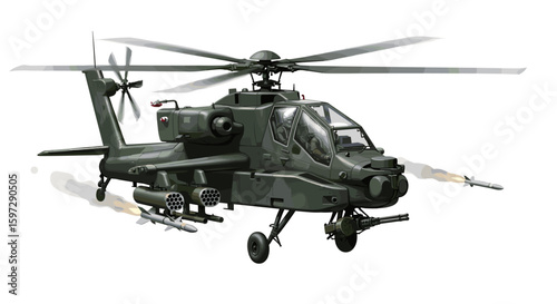 Wallpaper Mural Military Apache Helicopter Firing Missiles Against Target Torontodigital.ca