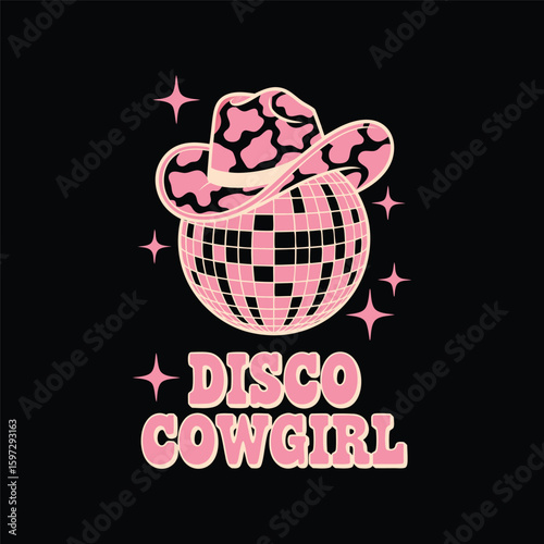 Disco Cowgirl women T-shirt design.