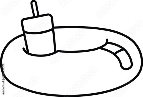 Pool Float with Cold Drink Minimal Drawing