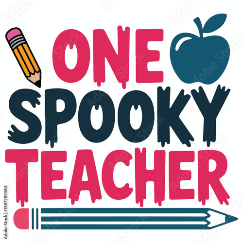 One Spooky Teacher Shirt, Spooky Halloween Teacher T-shirt Vector, Bookish Saying Tshirt, Halloween Ghost Reader Illustration, Scary Teaching School Clipart