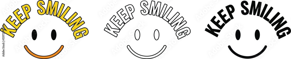 Obraz premium Keep smiling positive message smiley face illustration vector graphic design for t shirt print hundred