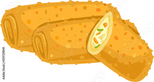 Fried Risoles Vector Illustration – Indonesian Traditional Snack