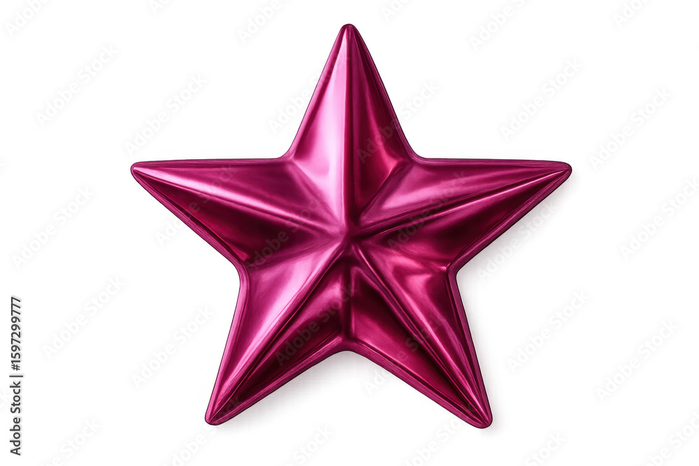 Fototapeta premium Sparkling pink metallic star glimmering against transparent surface, highlighting holiday design possibilities