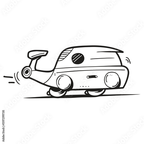 Sketch of an isolated electric scooter on a white background, perfect for travel-related design projects and transportation illustrations.