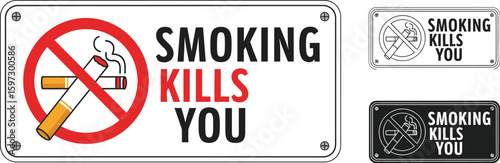 No smoking sign smoking kills you warning message public health awareness campaign anti nicotine addiction vector