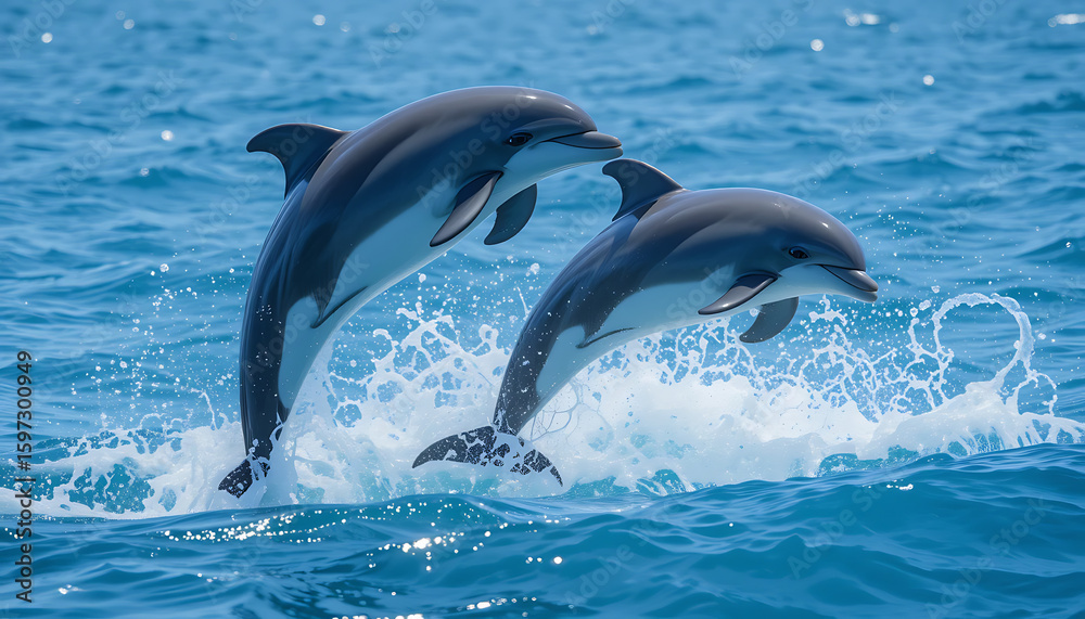 Obraz premium Dolphin in the water, marine, jump, fish, wildlife, pool, swim, wild, fun, nature, life, aquatic, bottlenose, jumping, 32K Revolutions 