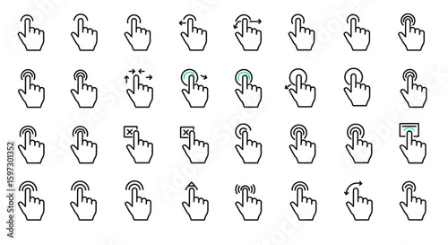 Minimalist Hand Gesture Icon Set Collection
