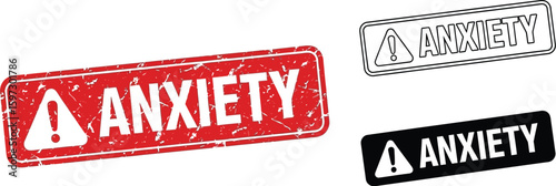 Anxiety warning sign vector illustration for mental health awareness and stress management support tool