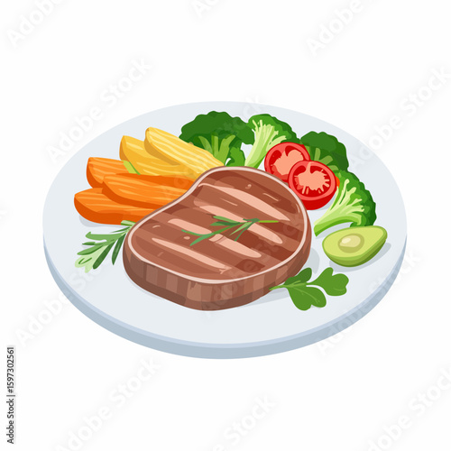 Succulent fillet steak and roast vegetables