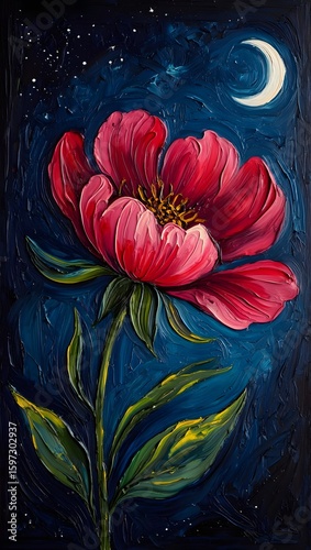 Watercolor painting of pink and purple flowers with floral patterns and decorative elements