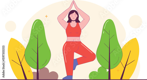 Flat illustration of a women doings yoga 