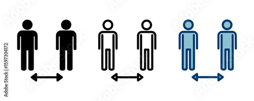 Social distancing icon vector isolated on white background. Keep distance sign. Coronavirus. Social Distancing and Self Quarantine.