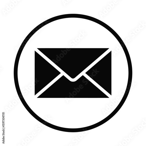 Black envelope icon inside a circle