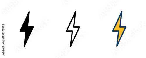 Lightning icon vector isolated on white background. Bolt icon vector. Energy and thunder electric icon