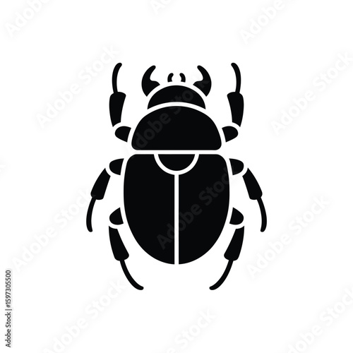 Stylized black silhouette of a scarab beetle