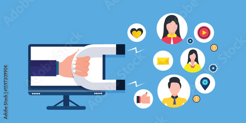 Inbound marketing attracting online customer's concept