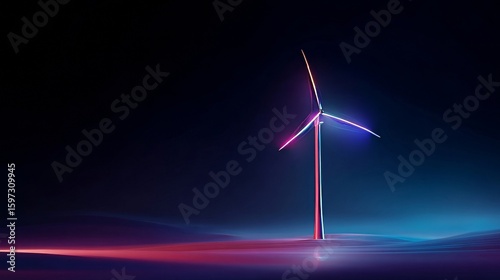 wind turbine at night