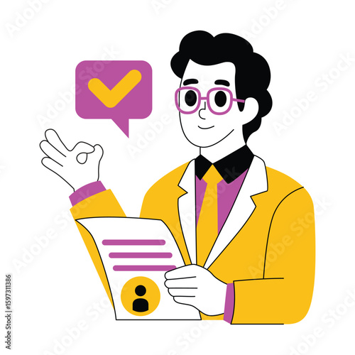 Illustration of a recruiter looking at an applicant's documents