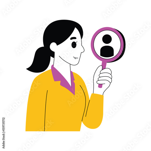 Illustration of a recruiter looking for workers