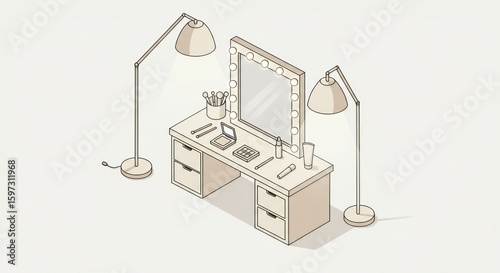 Isometric vanity table illustration
