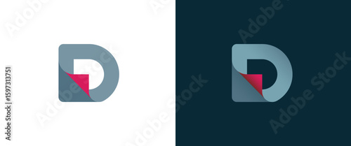Simple Initial Letter D with Curl Sheet logo design